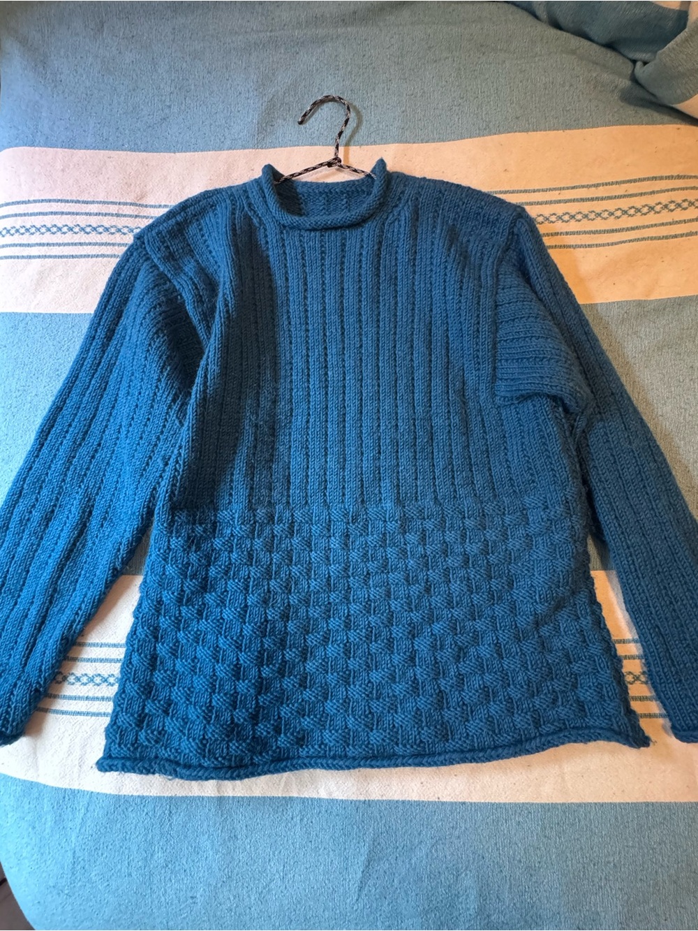 Wool Cable-Knit Blue Women's Sweater